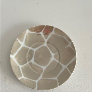 Elegant Tan and White Ceramic Plate